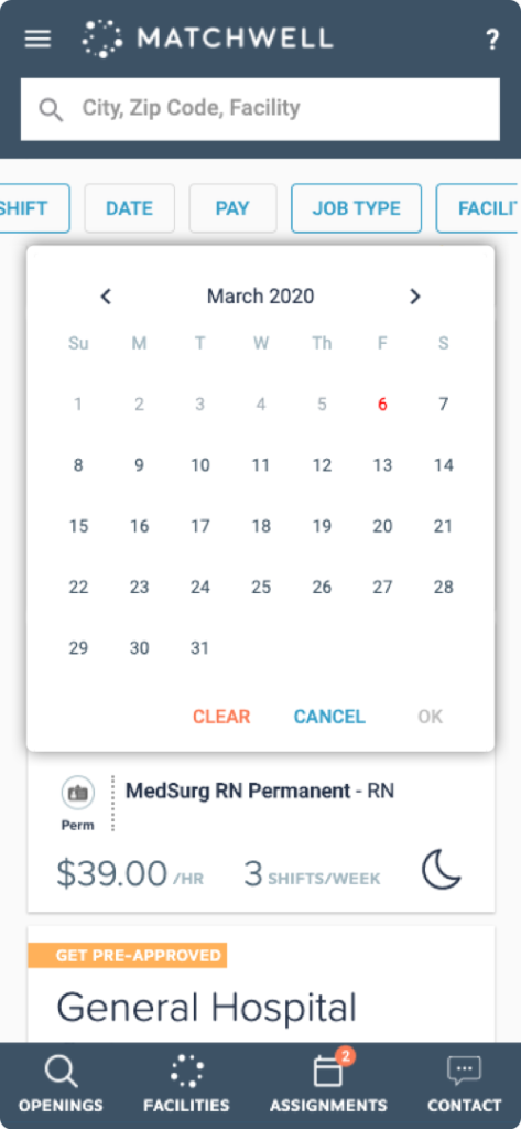 web app calendar feature on mobile device